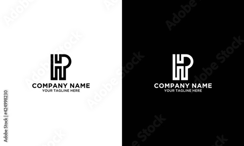 Minimalist abstract letter HP logo. This logo icon incorporate with two abstract shape in the creative process. 