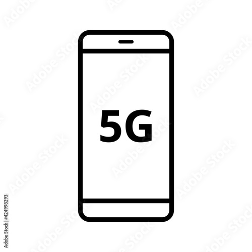 5G　インターネット　スマートフォン　アイコン（線バージョン）