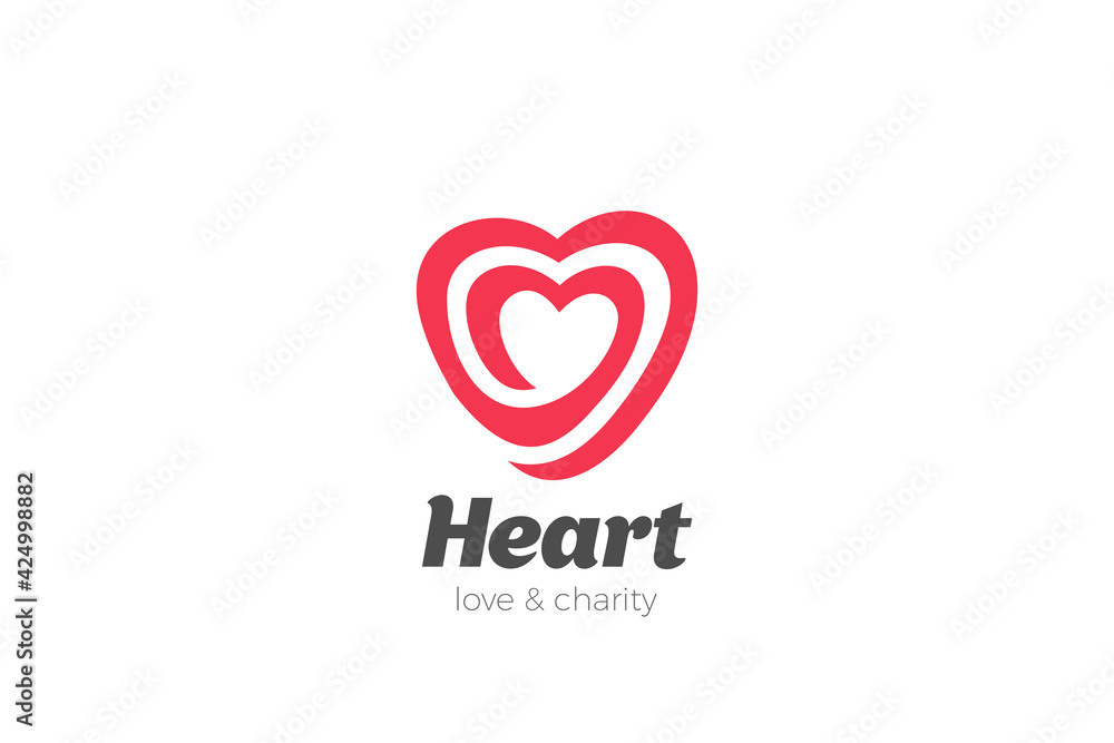 Heart Love Logo design vector template Valentine day. Charity Dating Wedding Marriage Logotype concept symbol icon.