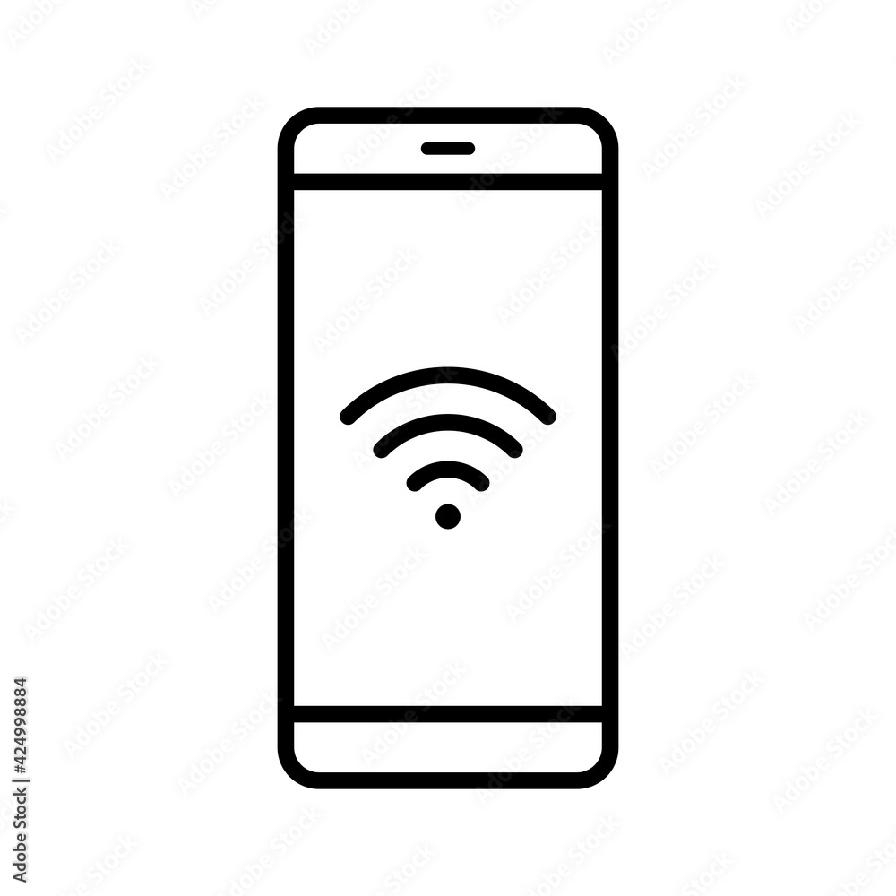 wifi インターネット　ネットワーク　無線　スマートフォン　アイコン（線バージョン）