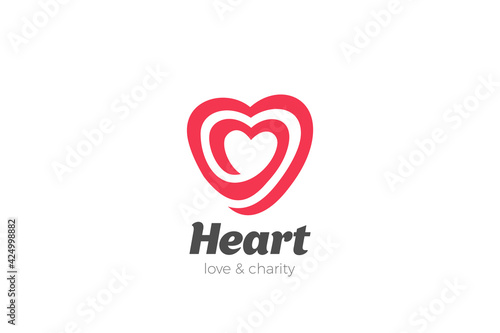 Heart Love Logo design vector template Valentine day. Charity Dating Wedding Marriage Logotype concept symbol icon.