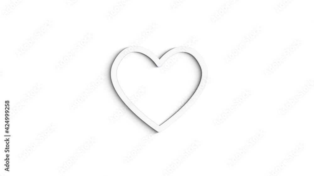 Grey heart line icon on white background. Front view. 4K Video motion graphic animation Grey heart line icon on white background. Front view. 4K Video motion graphic animation