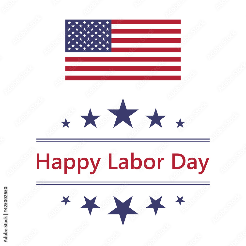 USA happy labor day with American flag. Vector illustration.