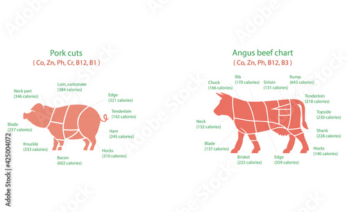 Pork and beef cut-up in English