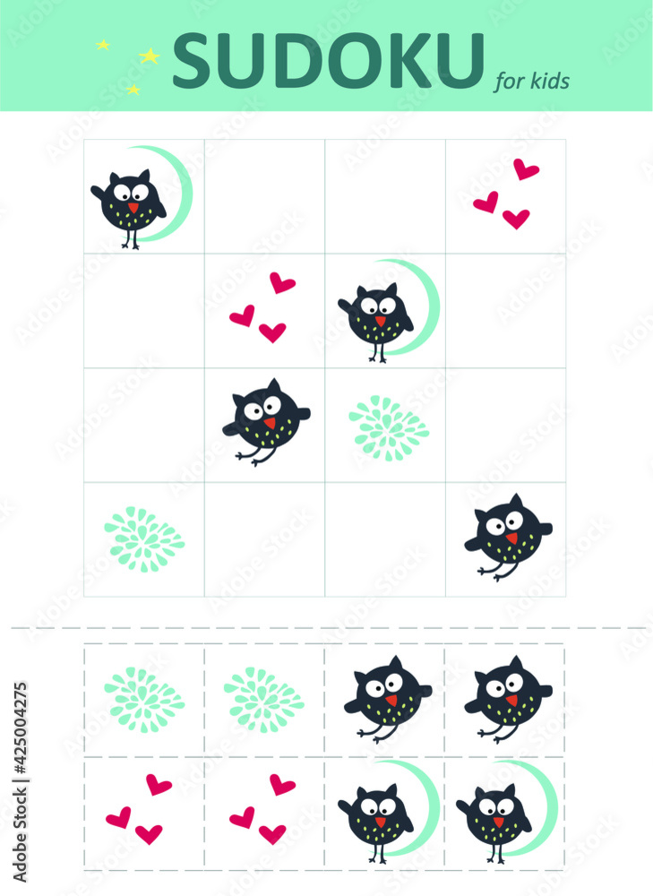 Sudoku for kids. Educational game for children. Sudoku for kids. Educational game for children.