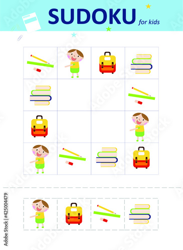 Sudoku for kids. Educational game for children.