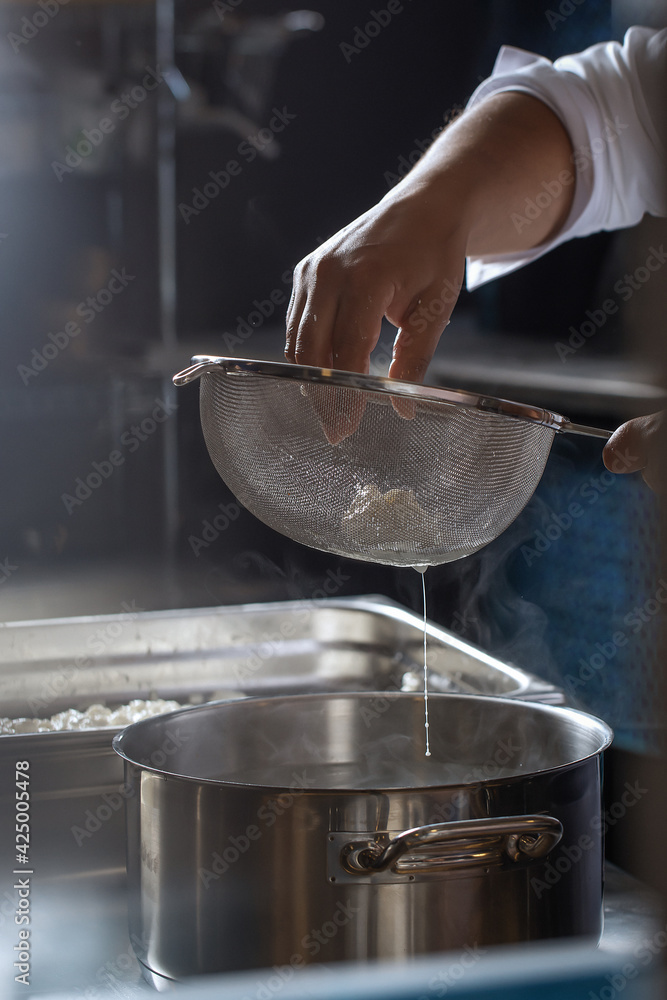 The process of creating fresh mozzarella cheese The process of creating fresh mozzarella cheese