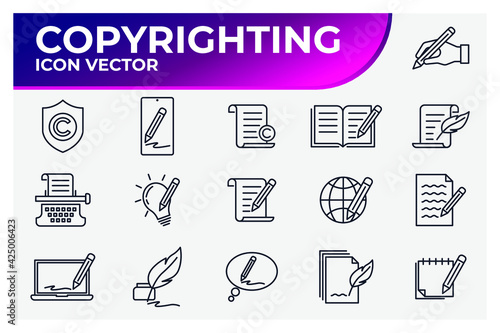 Set of Copyrighting icon. Copyrighting pack symbol template for graphic and web design collection logo vector illustration