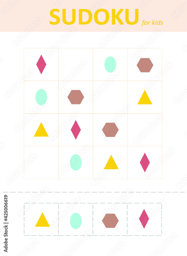 Sudoku for kids. Sudoku. Children's puzzles. Educational game for children.color geometric shapes