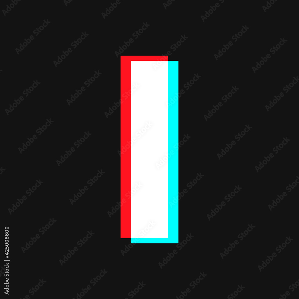 Letter I with Glitch Effect On Black Background Letter I with Glitch Effect On Black Background