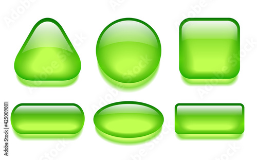 Green glass web buttons