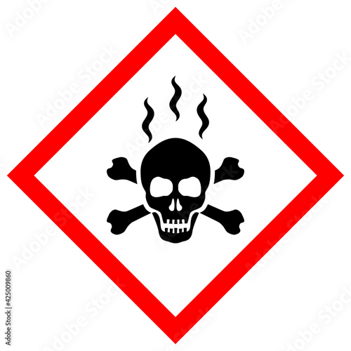 Danger chemicals warning symbol, vector skull sign