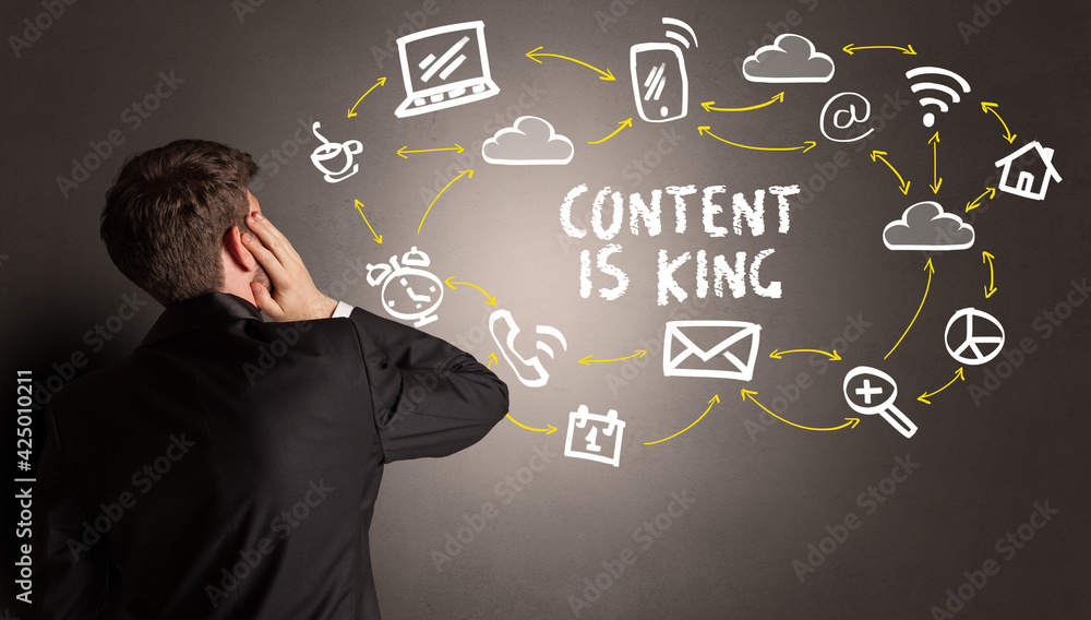 businessman drawing social media icons businessman drawing social media icons
