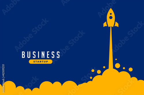 startup business concept with flying rocket