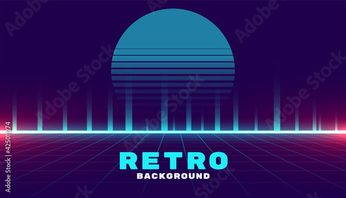 retro cyber futuristic neon style game background