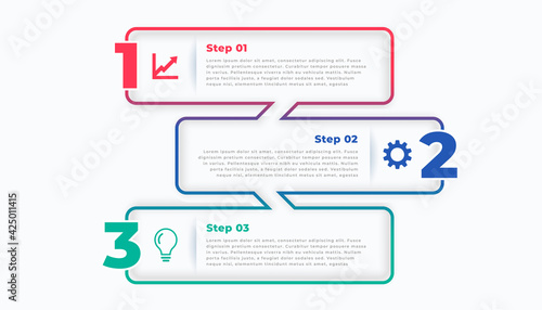 three steps line stylish infographic template