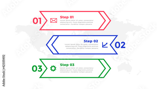 three steps directional line infographic template © starlineart