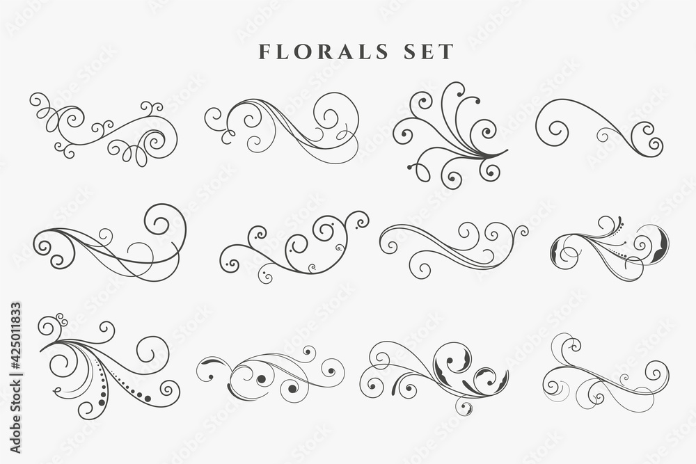 floral decorative ornaments set design floral decorative ornaments set design