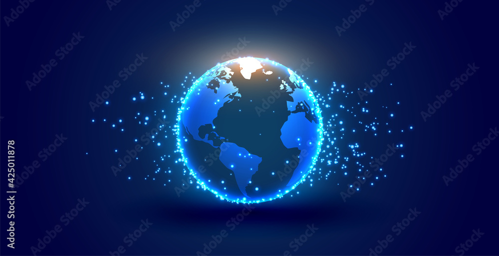 Fototapeta premium digital earth with particles background