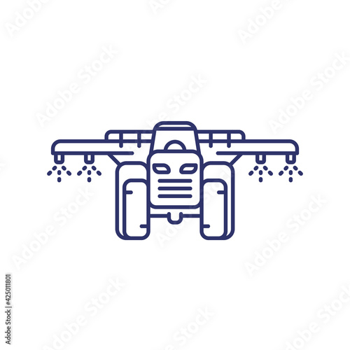 crop sprayer, tractor line icon