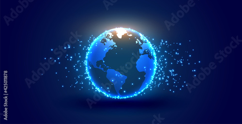 digital earth with particles background
