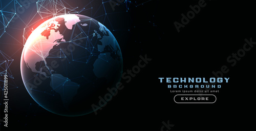 digital technology earth network lines background