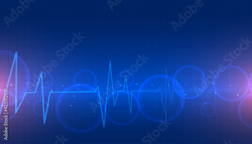 medical background with cardiograph heart beat lines