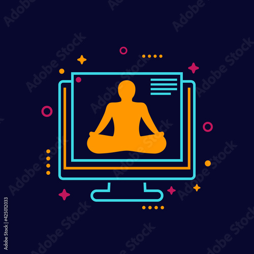 online yoga training icon, vector