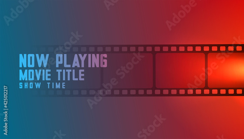 now playing movie film strip background