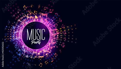 music festival background with sound notes