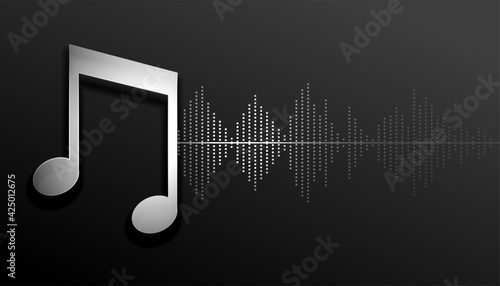 music notes with sound wave frequency background
