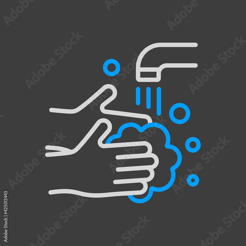 Washing hands with soap to prevent virus icon