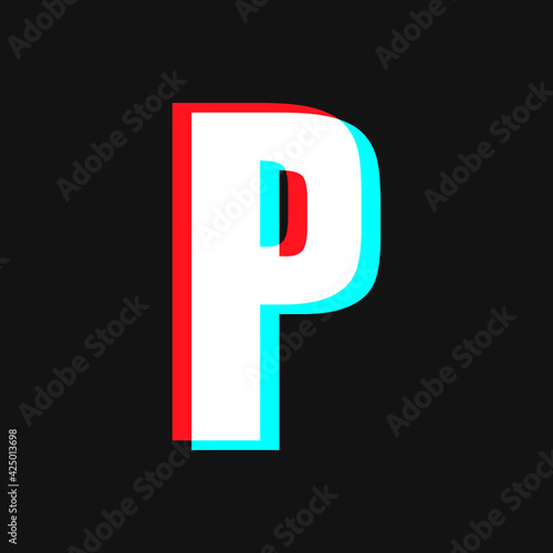 Free Download Letter P with Glitch Effect On Black Background - GFXLoad