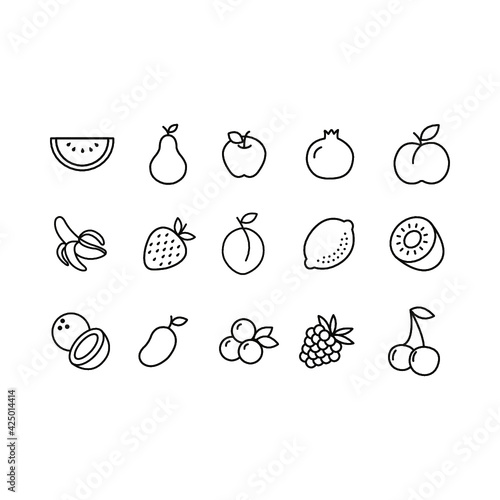 Illustration of a set of fruits icons