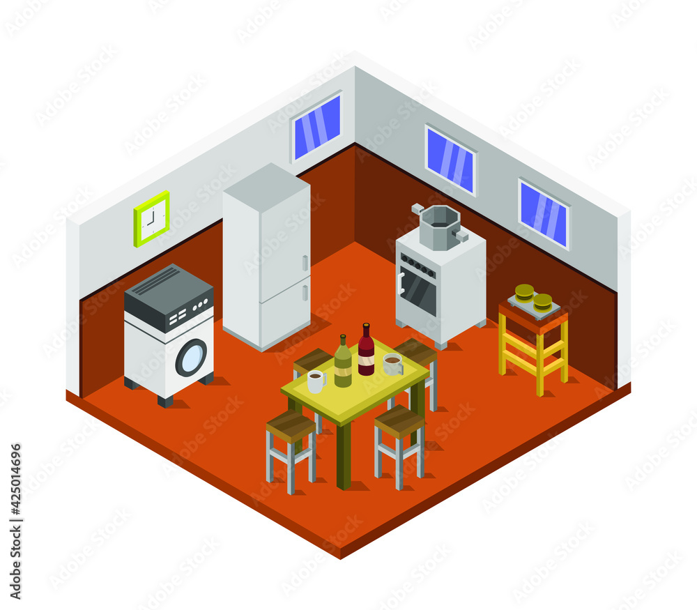 Obraz premium Isometric kitchen room