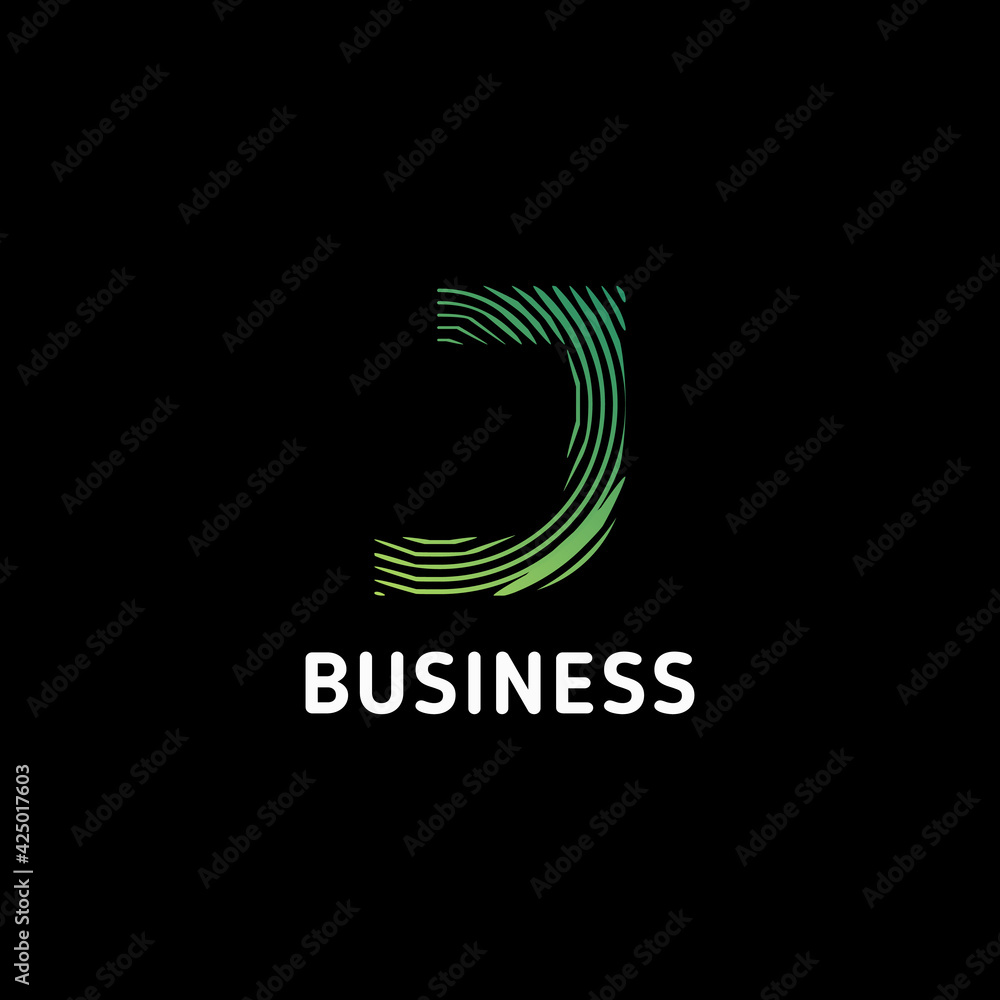 Green gradient abstract circular lines letter J initial monogram logo in black background Green gradient abstract circular lines letter J initial monogram logo in black background