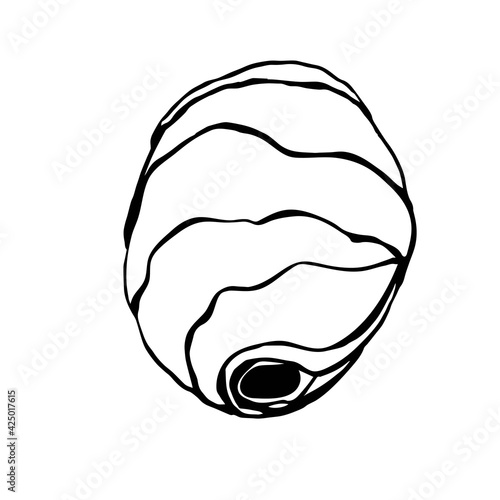 Wasp nest illustration black isolated on white background