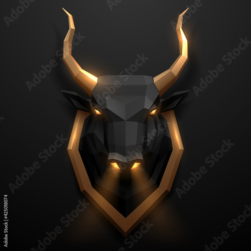 Black and gold geometric bull head
