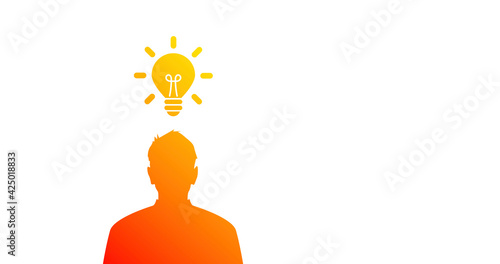icona, lampadina, sagoma persona, idee, idea, creatività