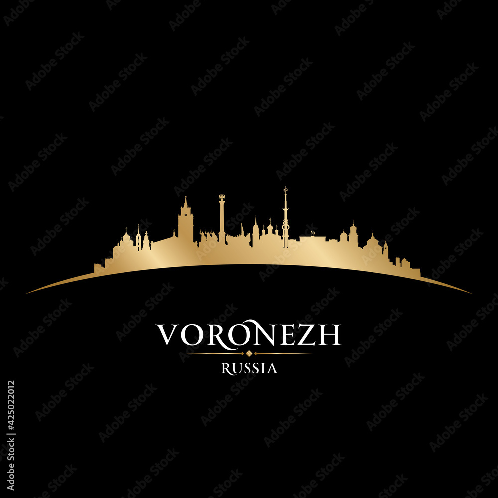 Voronezh Russia city silhouette black background