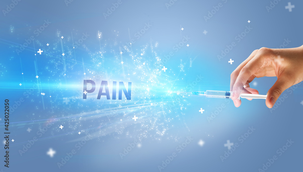 Syringe, medical injection in hand Syringe, medical injection in hand