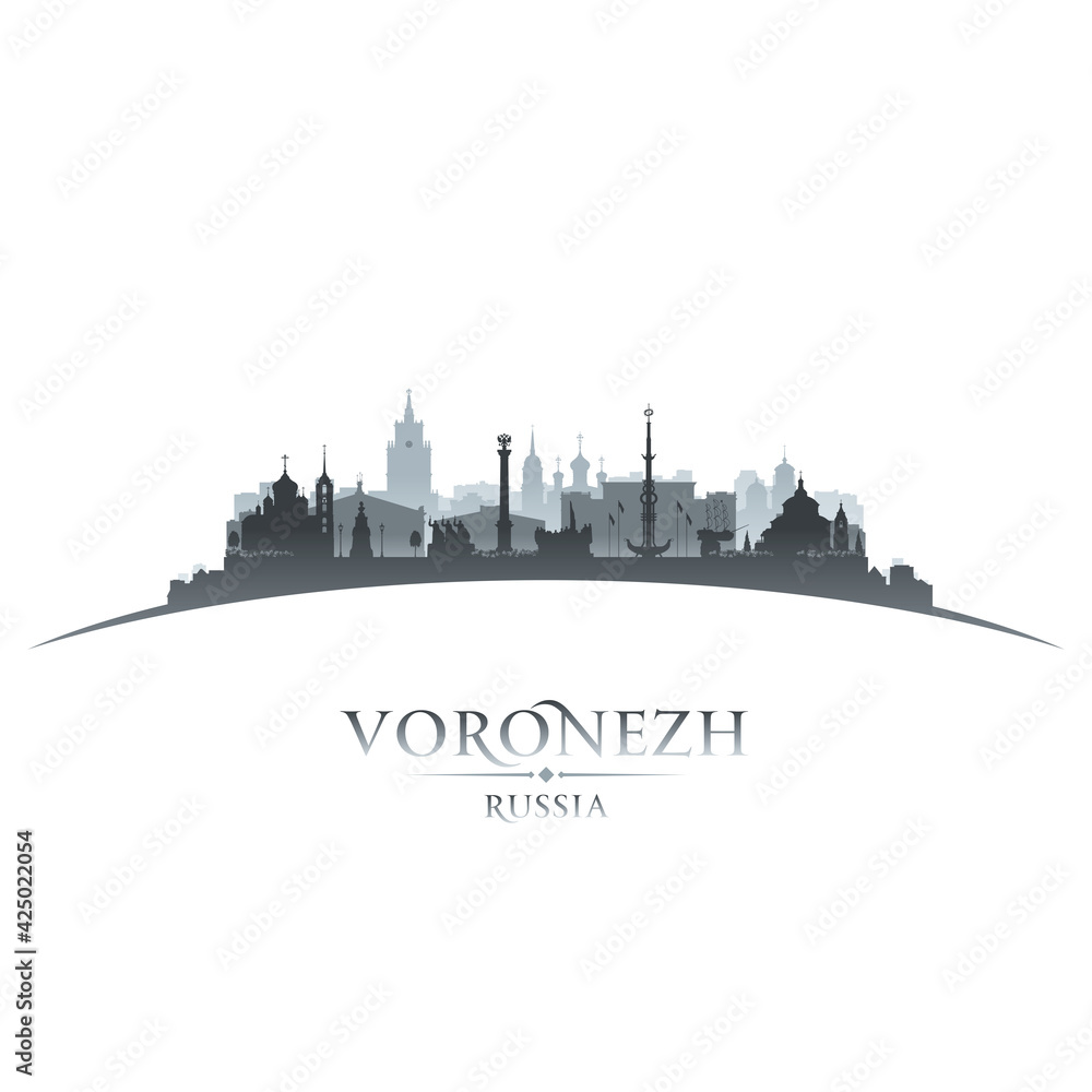 Fototapeta premium Voronezh Russia city silhouette white background