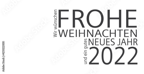 Frohe Weihnachten Schriftbild Blocksatz Schriftzug für Weihnachtskarten Gestaltung, Kartentext