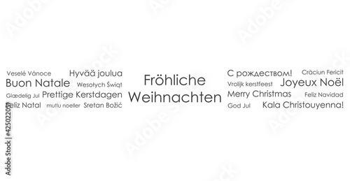 Fröhliche Weihnachten internationale Text Wolke, mehrsprachig, weltweite Weihnachtsgrüße, Schriftzug