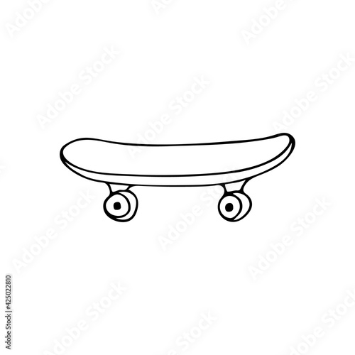 Hand drawn skateboard illustration in vector. Doodle skateboard illustration in vector. Excreme sport concept with doodle skateboard icon
