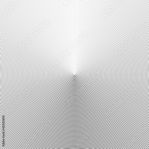 Concentric circles vector illustration. Monochrome graphical gradient. Futuristic sound wave effect. Minimal pattern.