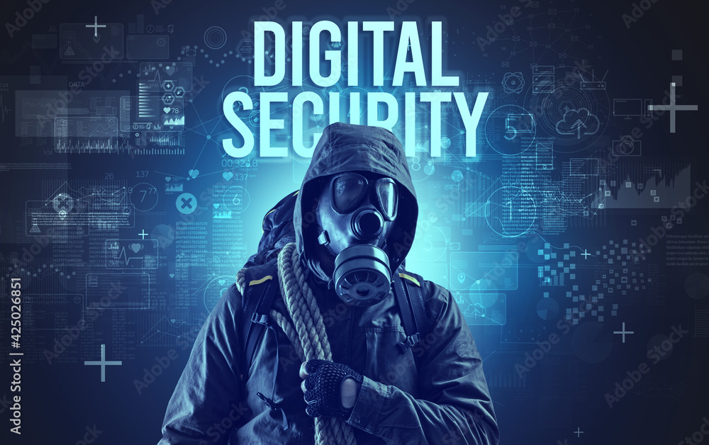 Faceless man with online security concept Faceless man with online security concept