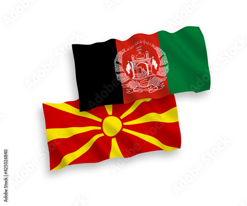 Flags of Islamic Republic of Afghanistan and North Macedonia on a white background