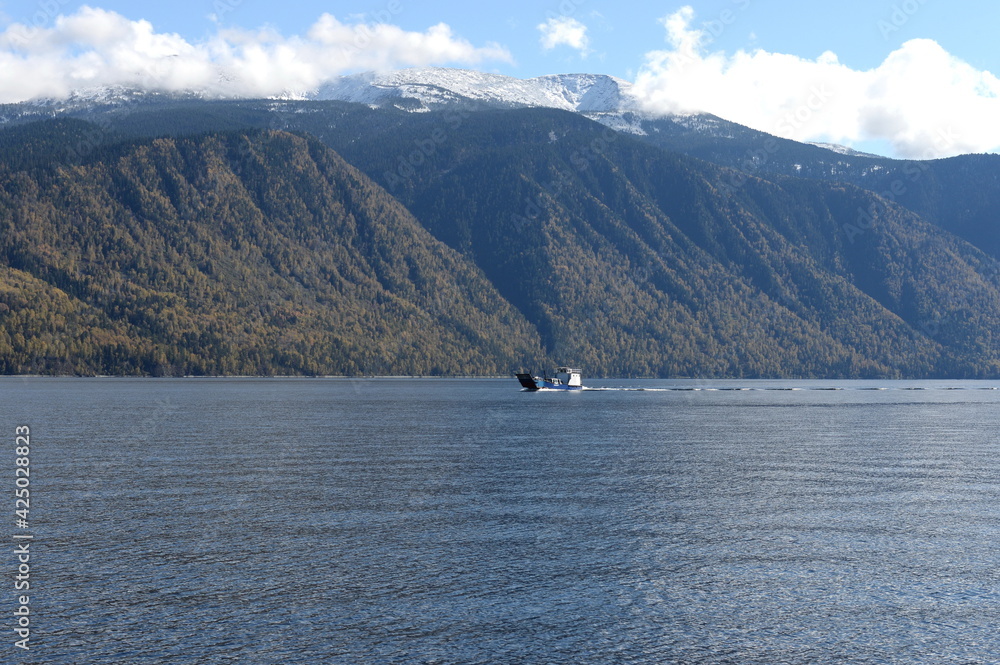 Autumn on Lake Teletskoye. Altai Republic. Western Siberia. Russia