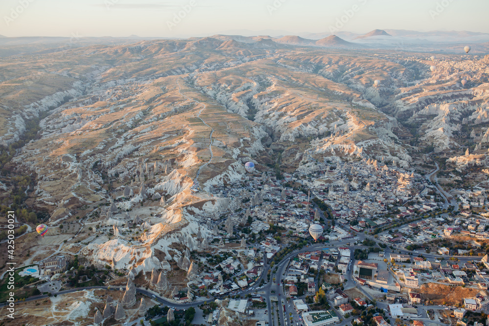 Aerial panorama of Cappadocia.